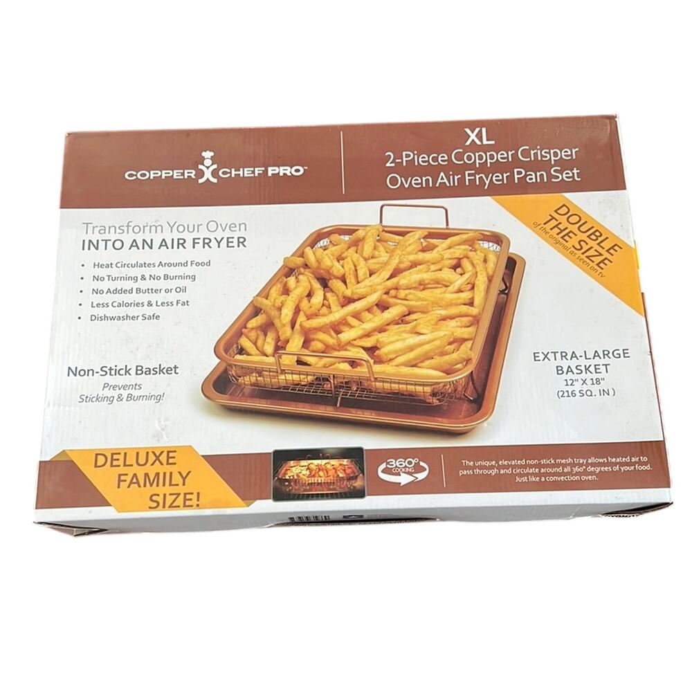 Copper Chef Pro XL 2-Piece Copper Crisper Oven Air Fryer Pan Set New in Box